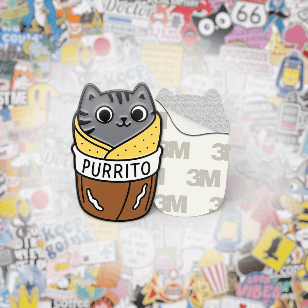 Purrito Metal Phone Sticker with 3M Sticky Backing - StickyPins