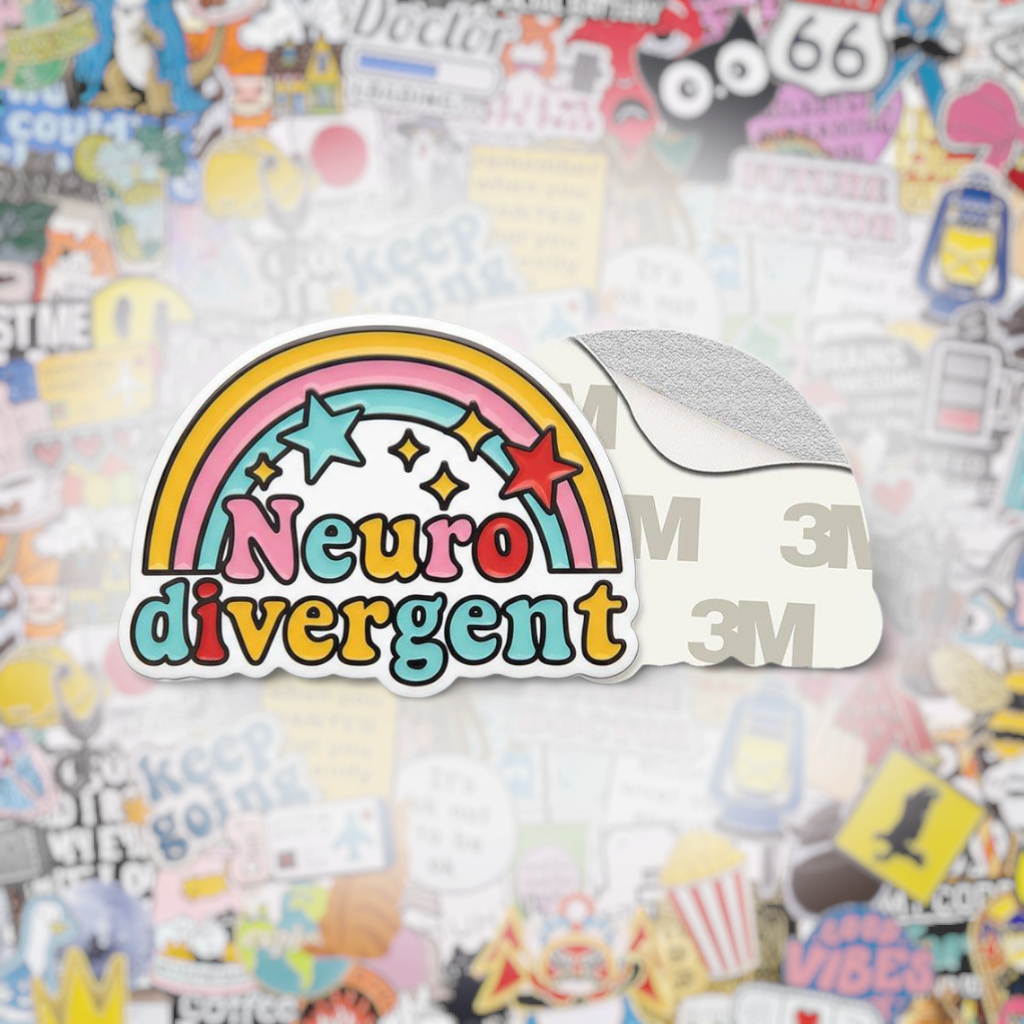 Neurodivergent Rainbow Metal Phone Sticker with 3M Sticky Backing - StickyPins