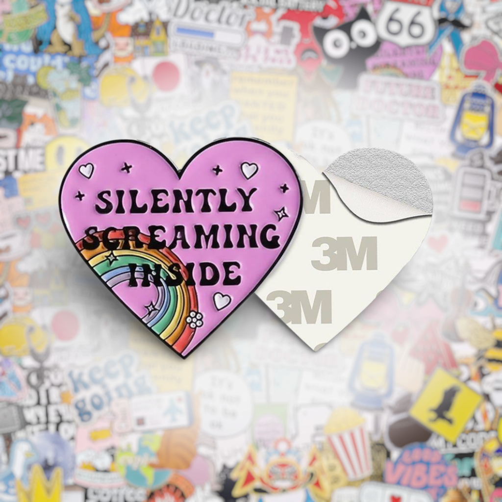 Silently Screaming Inside Metal Phone Sticker with 3M Sticky Backing - StickyPins
