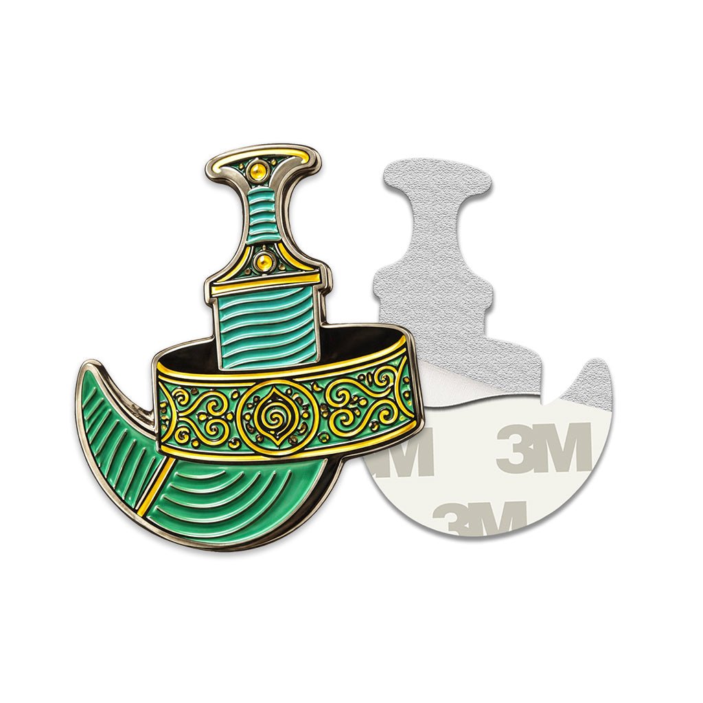 Green Oman Khanjar Metal Phone Sticker With 3M Sticky Backing - StickyPins