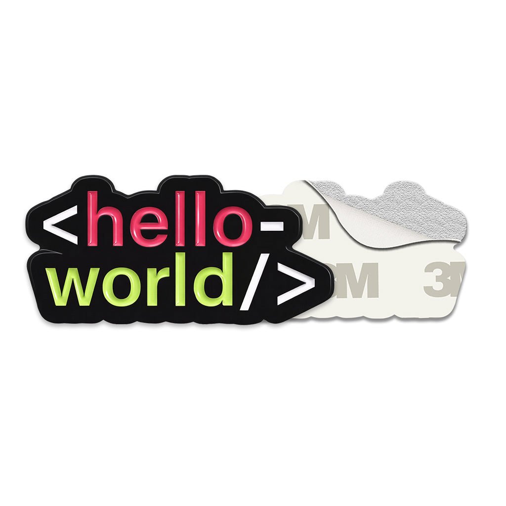 Hello World Metal Phone Sticker with 3M Sticky Backing - StickyPins