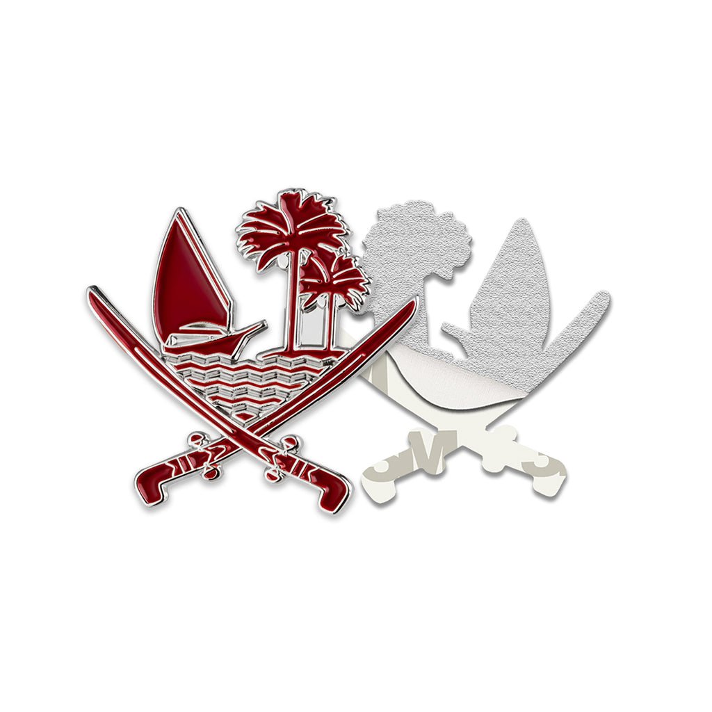 Qatar Emblem Silver Metal Phone Sticker With 3M Sticky Backing - StickyPins