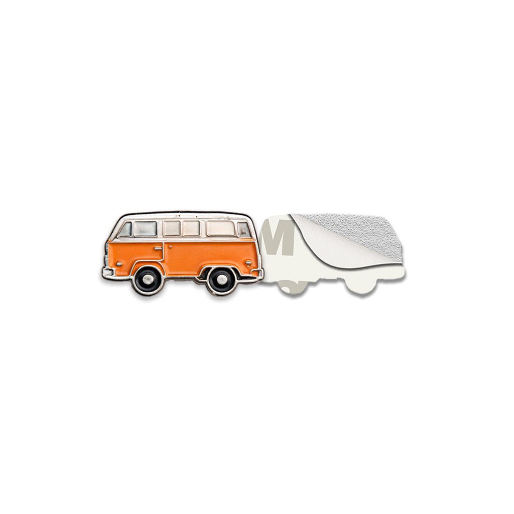 Mini Orange Campervan Metal Phone Sticker with 3M Sticky Backing - StickyPins