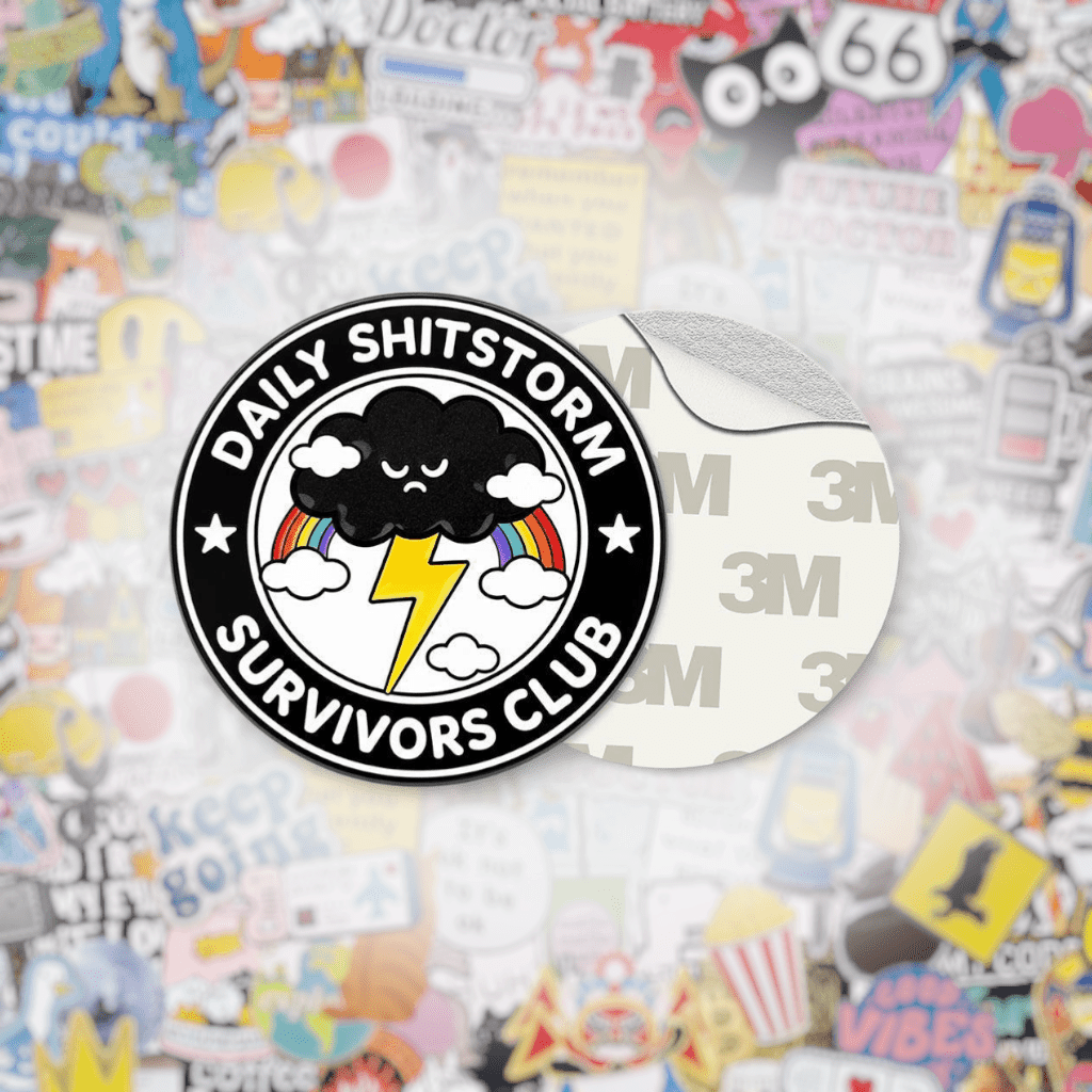Daily Shitstorm Survivors Club Metal Phone Sticker with 3M Sticky Backing - StickyPins