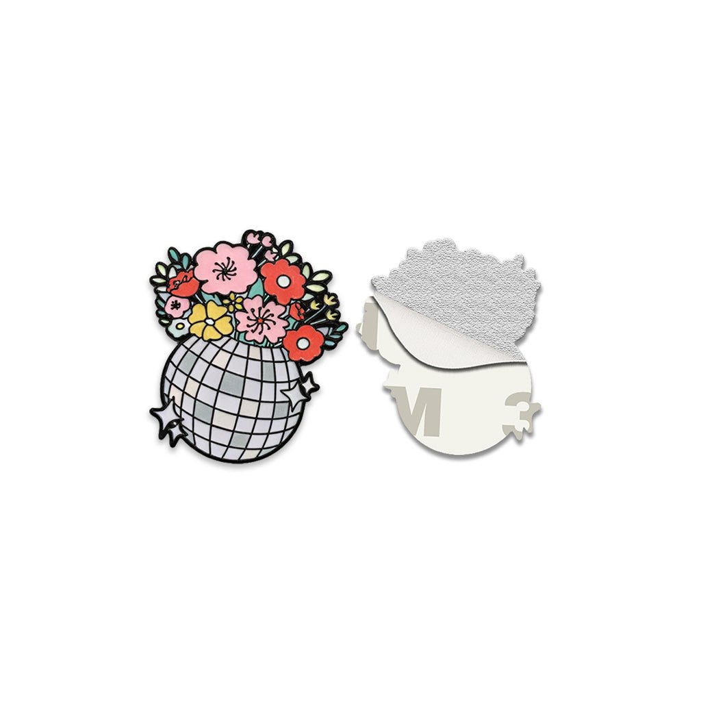 Disco Ball Flower Vase Metal Phone Sticker with 3M Sticky Backing - StickyPins