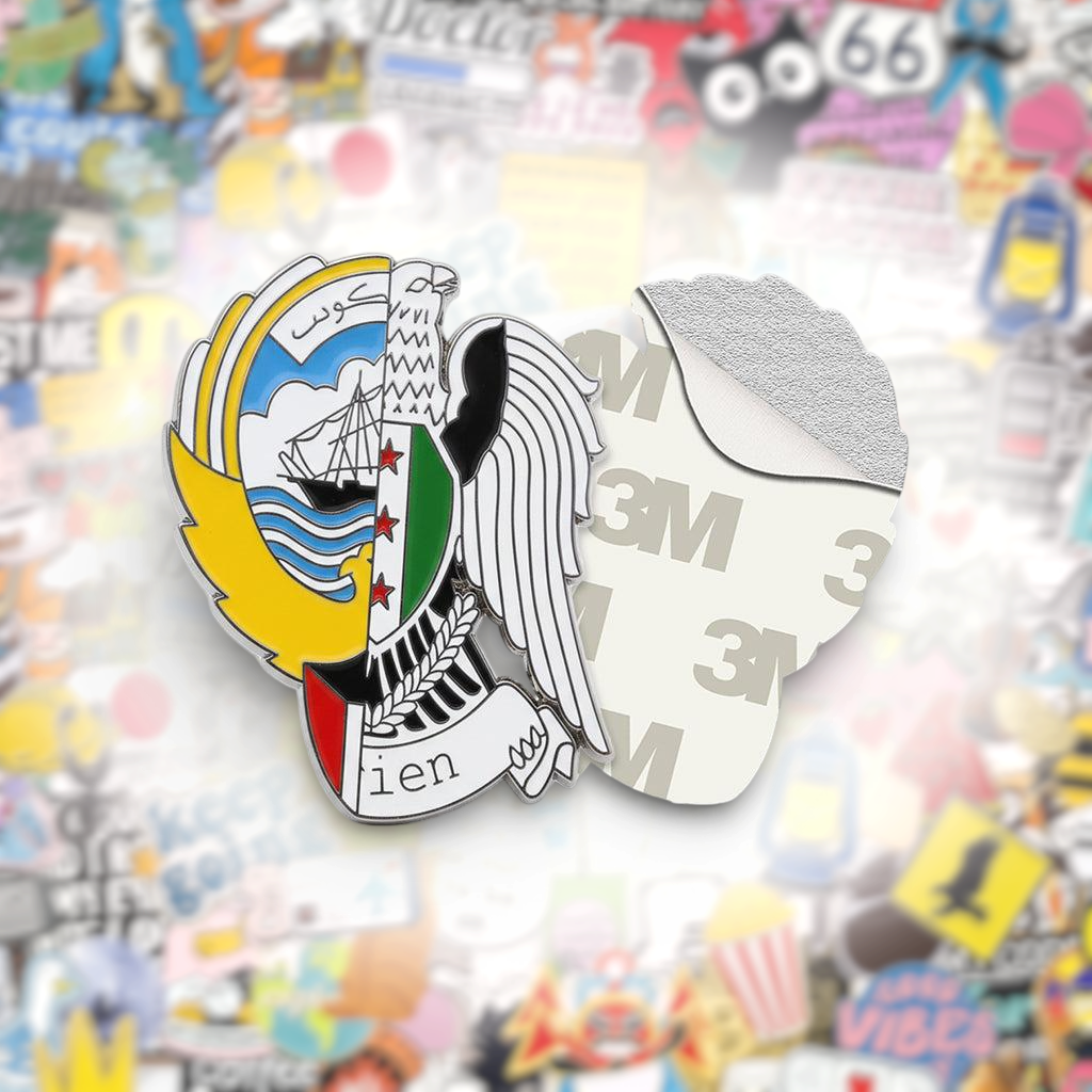 Syria Kuwait Emblems Metal Phone Sticker With 3M Sticky Backing - StickyPins