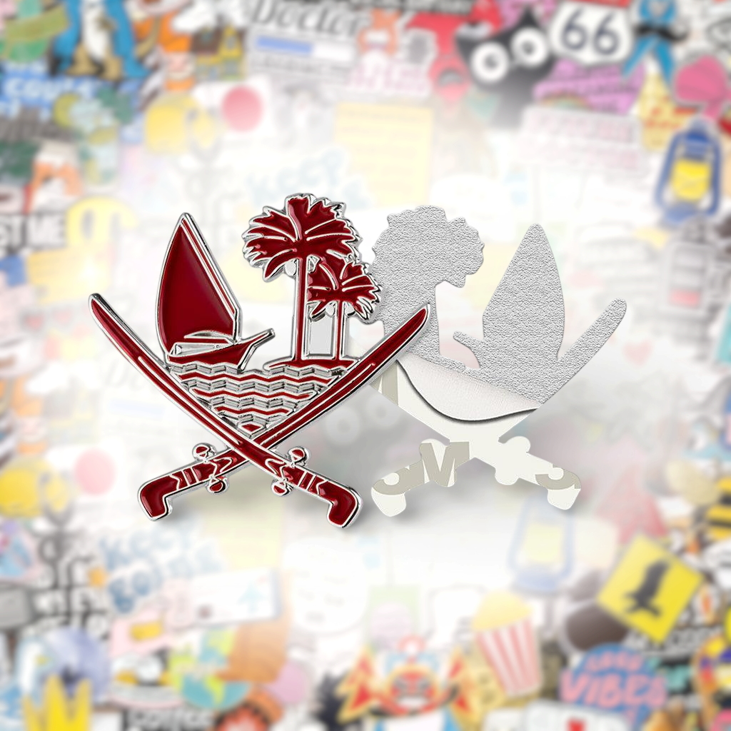 Qatar Emblem Silver Metal Phone Sticker With 3M Sticky Backing - StickyPins