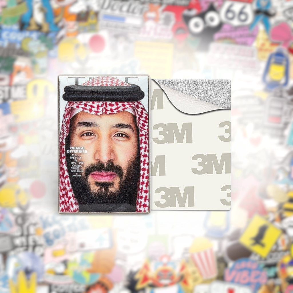 Mohammed bin Salman MBS Time Magazine Cover Metal Phone Sticker With 3M Sticky Backing - StickyPins