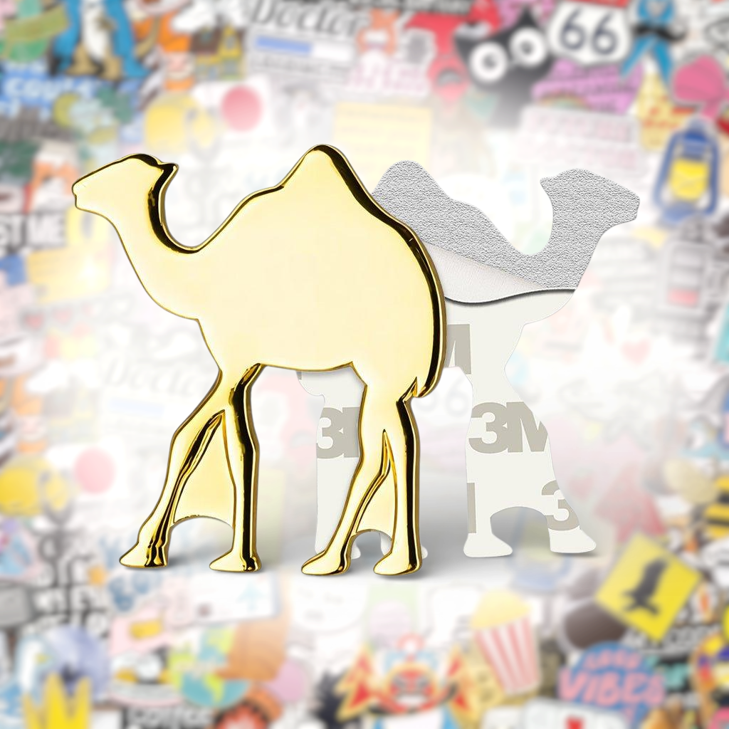 Gold Camel Silhouette Metal Phone Sticker With 3M Sticky Backing - StickyPins