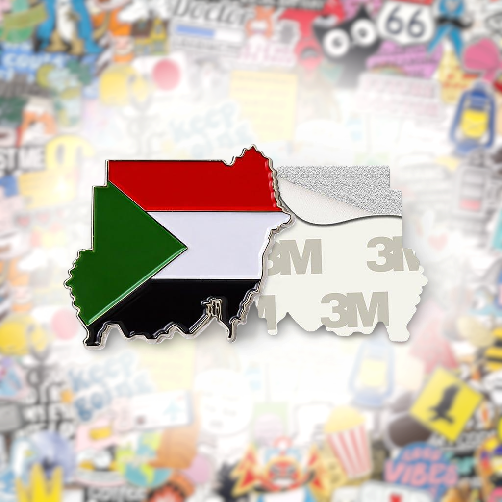 Sudan Map Flag Metal Phone Sticker With 3M Sticky Backing - StickyPins