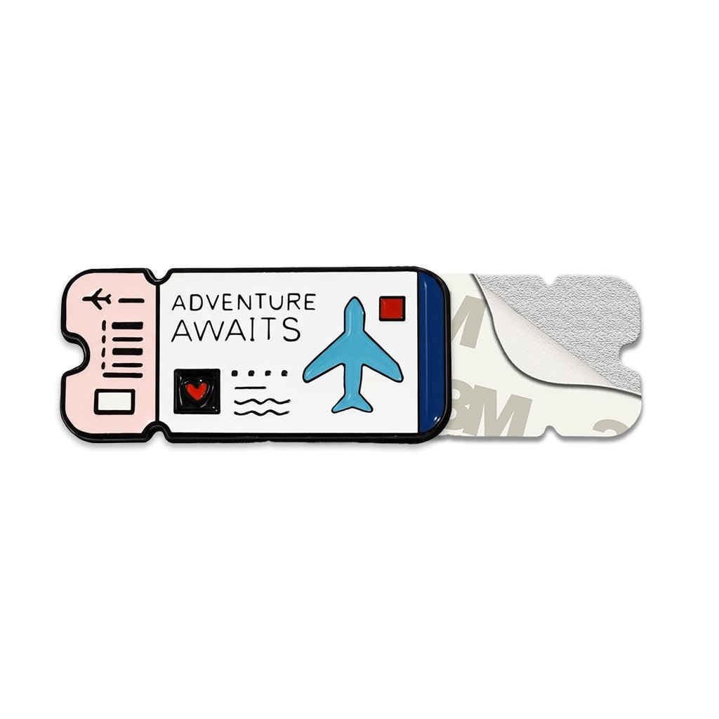 Adventure Awaits Boarding Pass Metal Phone Sticker With 3M Sticky Backing - StickyPins