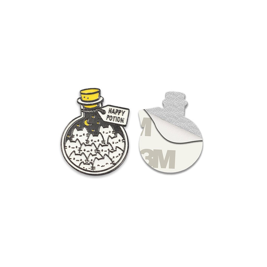 Cat Happy Potion Metal Phone Sticker with 3M Sticky Backing - StickyPins