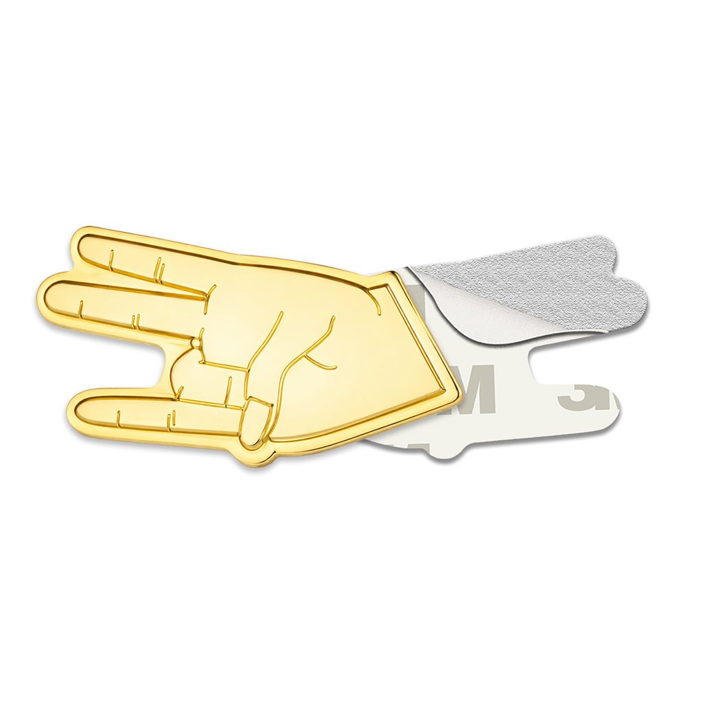 Shocker Hand Gesture Gold Metal Phone Sticker With 3M Sticky Backing - StickyPins