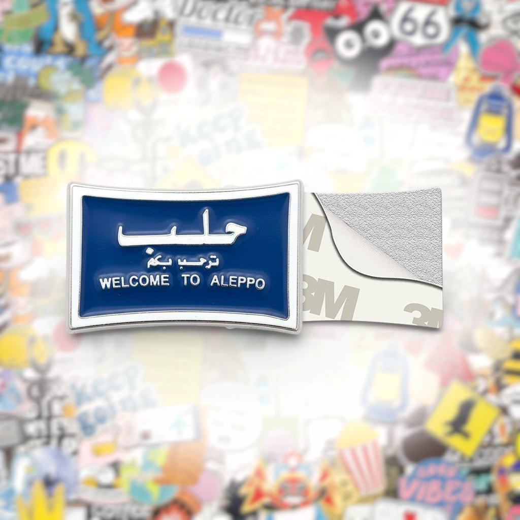Welcome to Aleppo Road Sign Metal Phone Sticker With 3M Sticky Backing - StickyPins