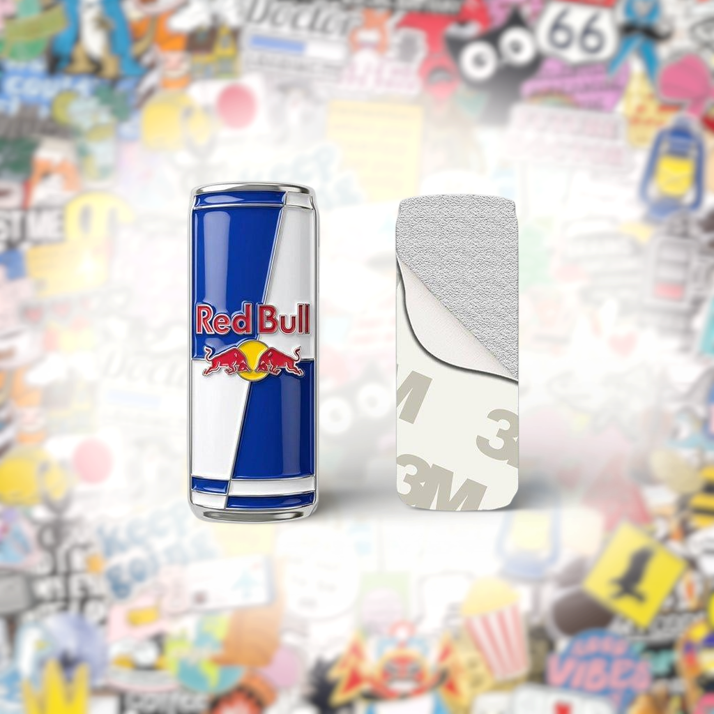 Red Bull Metal Phone Sticker With 3M Sticky Backing - StickyPins