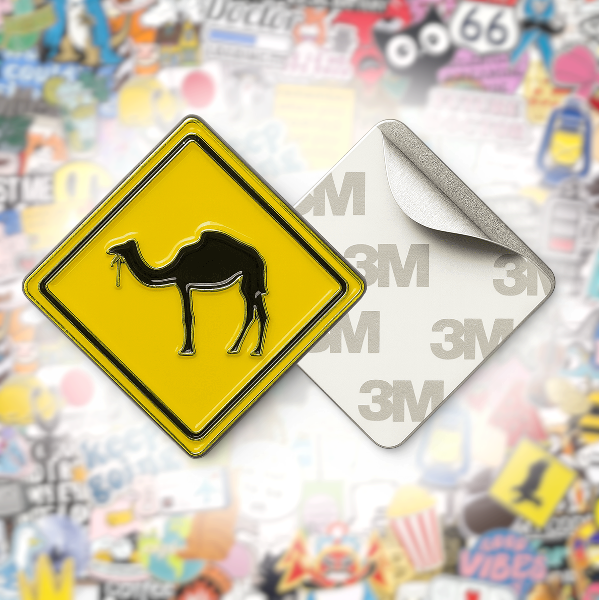 Camel Crossing Metal Phone Sticker With 3M Sticky Backing - StickyPins