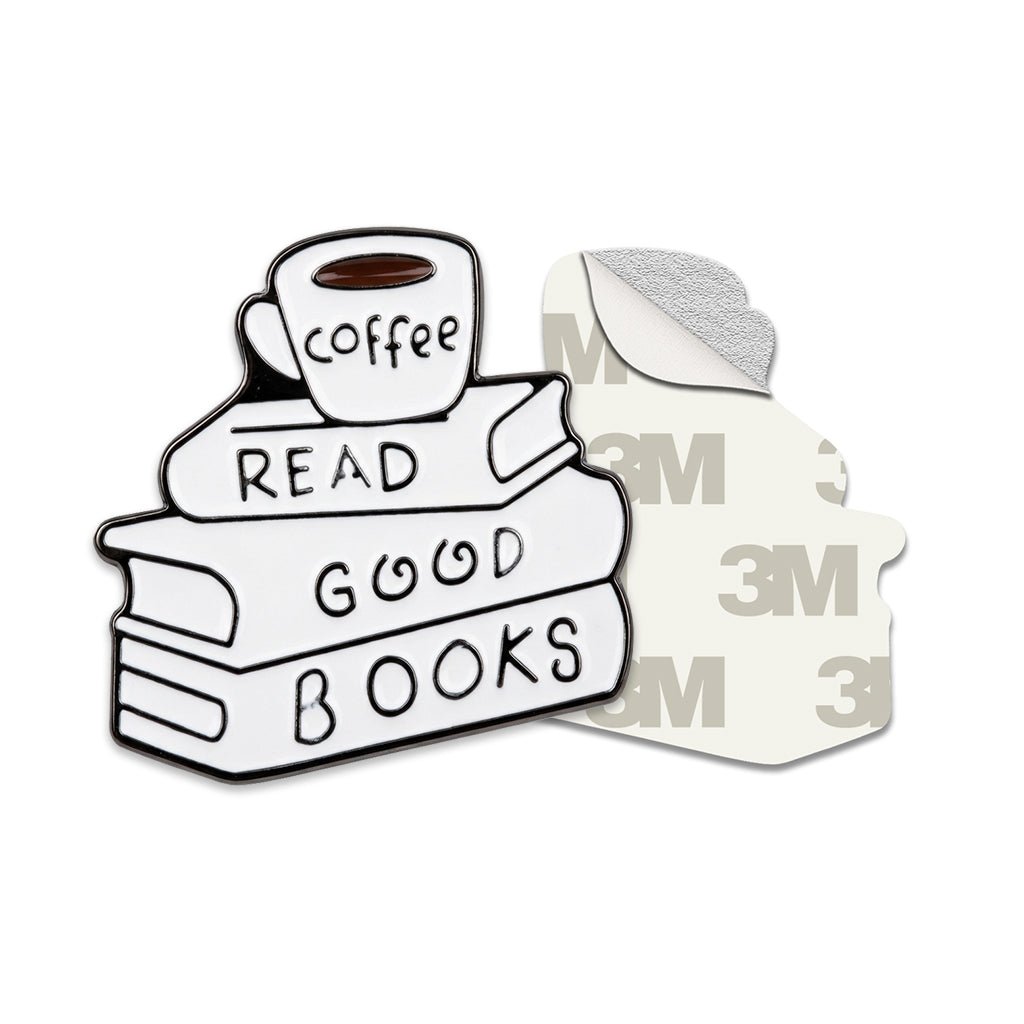 Read Good Books Coffee Stack Metal Phone Sticker With 3M Sticky Backing - StickyPins
