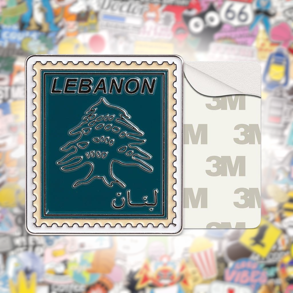 Lebanon Vintage Postage Stamp Metal Phone Sticker With 3M Sticky Backing - StickyPins