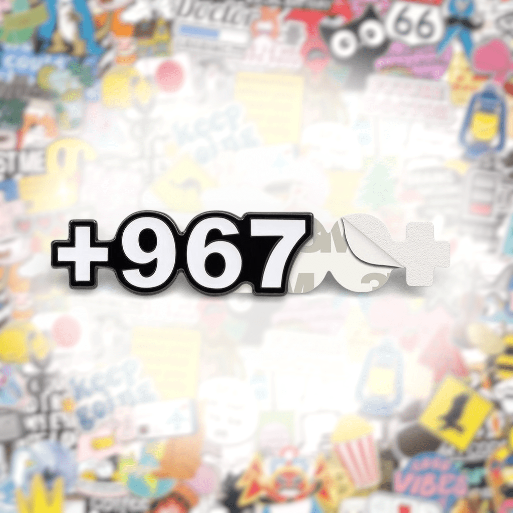 Yemen +967 Dial Code Metal Phone Sticker With 3M Sticky Backing - StickyPins