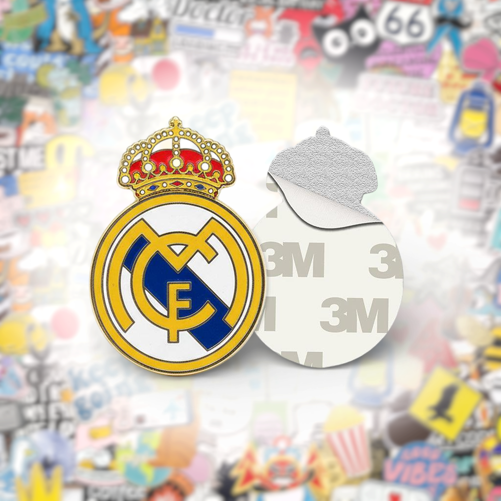 Real Madrid FC Logo Crest Metal Phone Sticker With 3M Sticky Backing - StickyPins