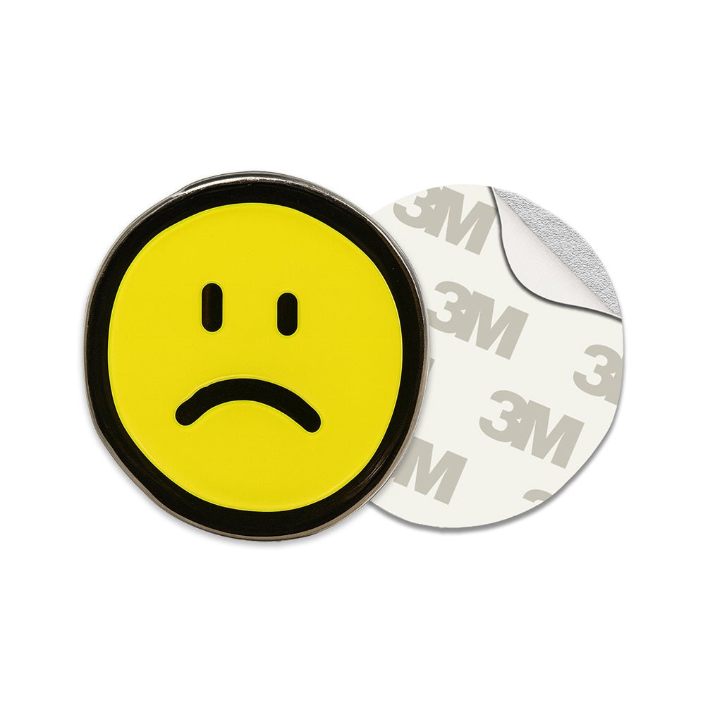 Yellow Sad Face Metal Phone Sticker With 3M Sticky Backing - StickyPins