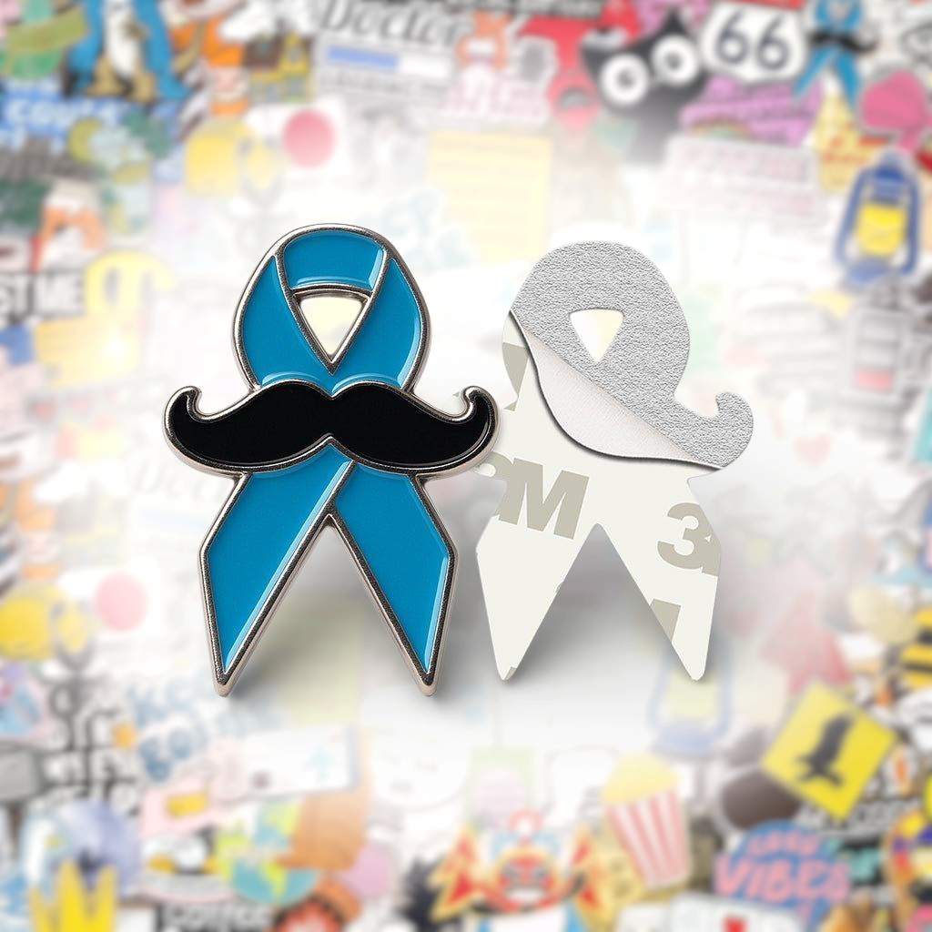 Prostate Cancer Awareness Blue Ribbon Metal Phone Sticker With 3M Sticky Backing - StickyPins