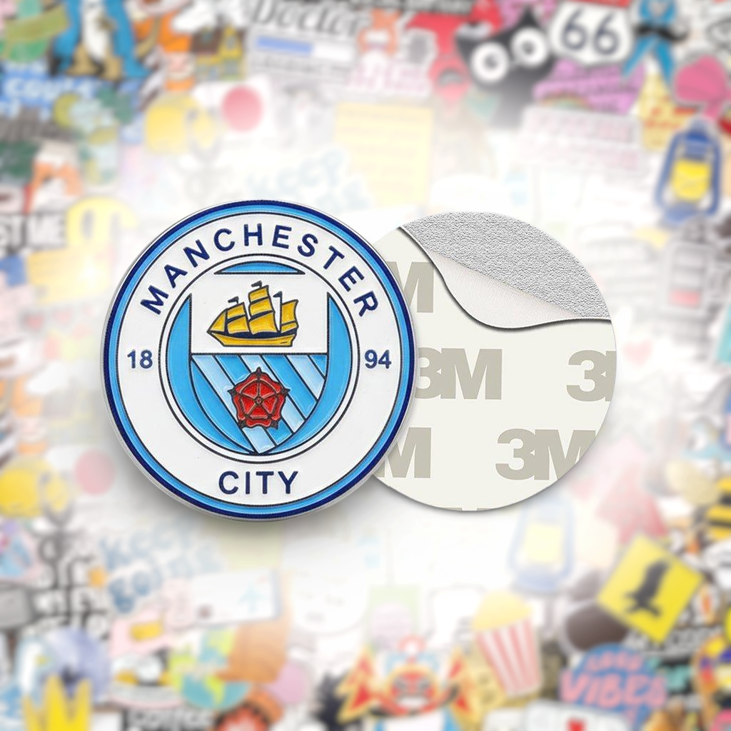 Manchester City FC Logo Crest Metal Phone Sticker With 3M Sticky Backing - StickyPins