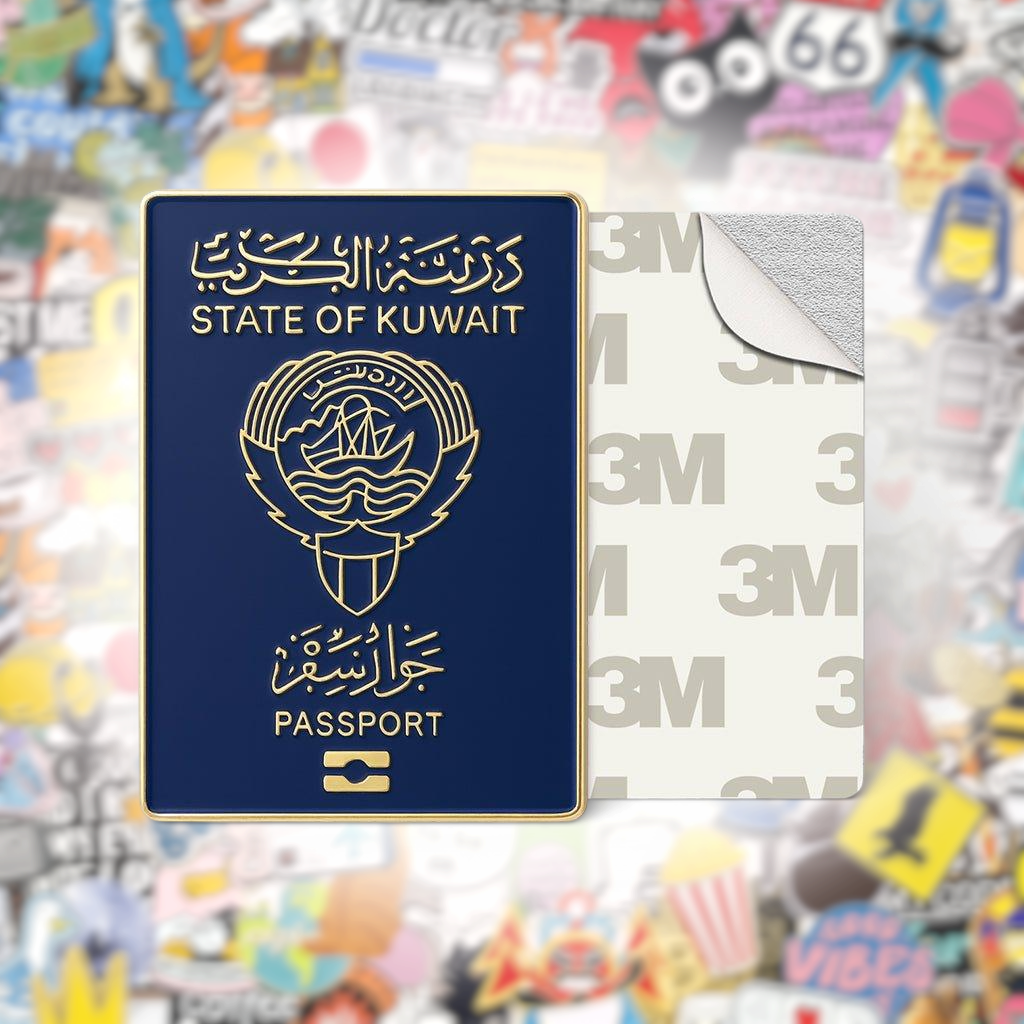 Kuwait Passport Metal Phone Sticker With 3M Sticky Backing - StickyPins