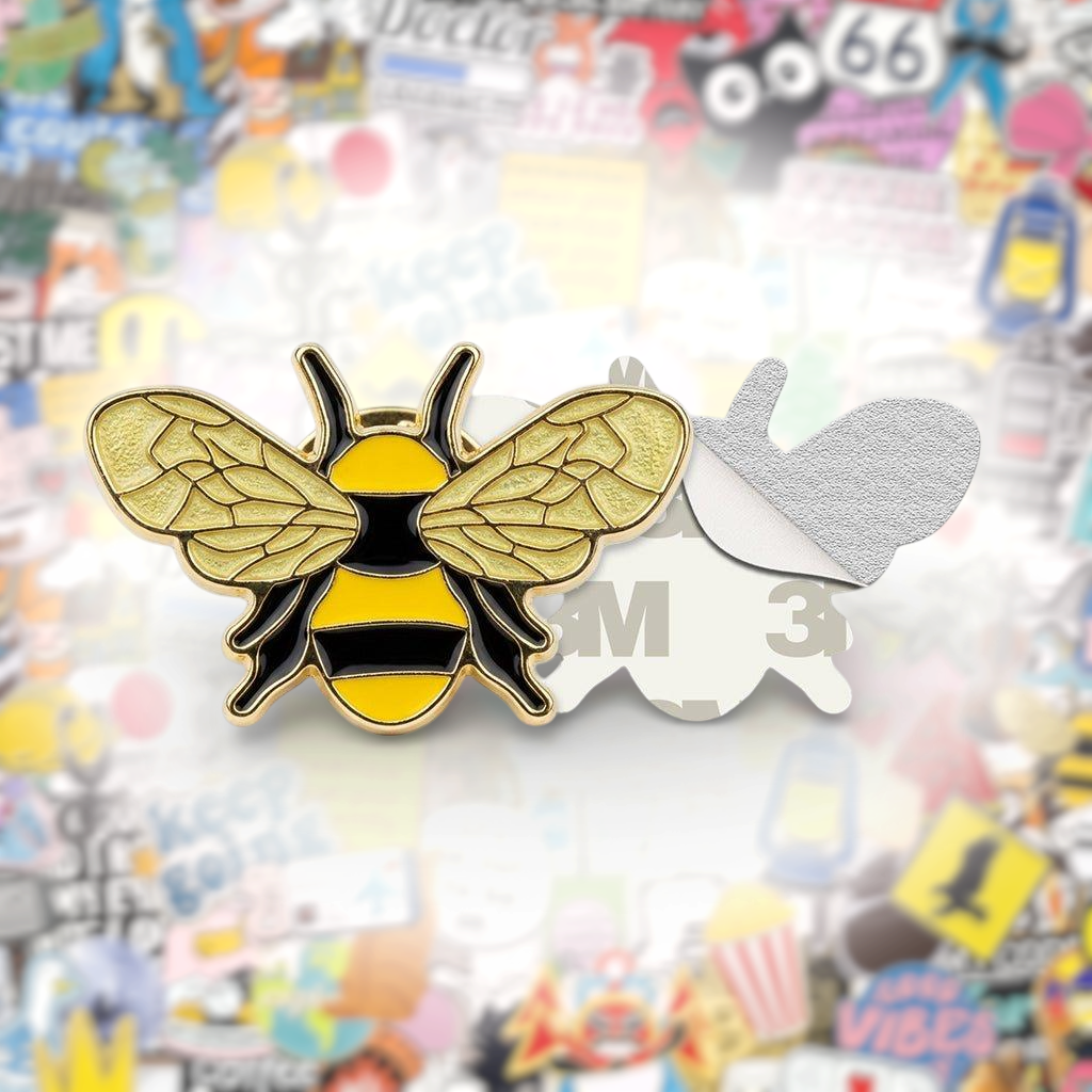 Yellow Bee Metal Phone Sticker With 3M Sticky Backing - StickyPins