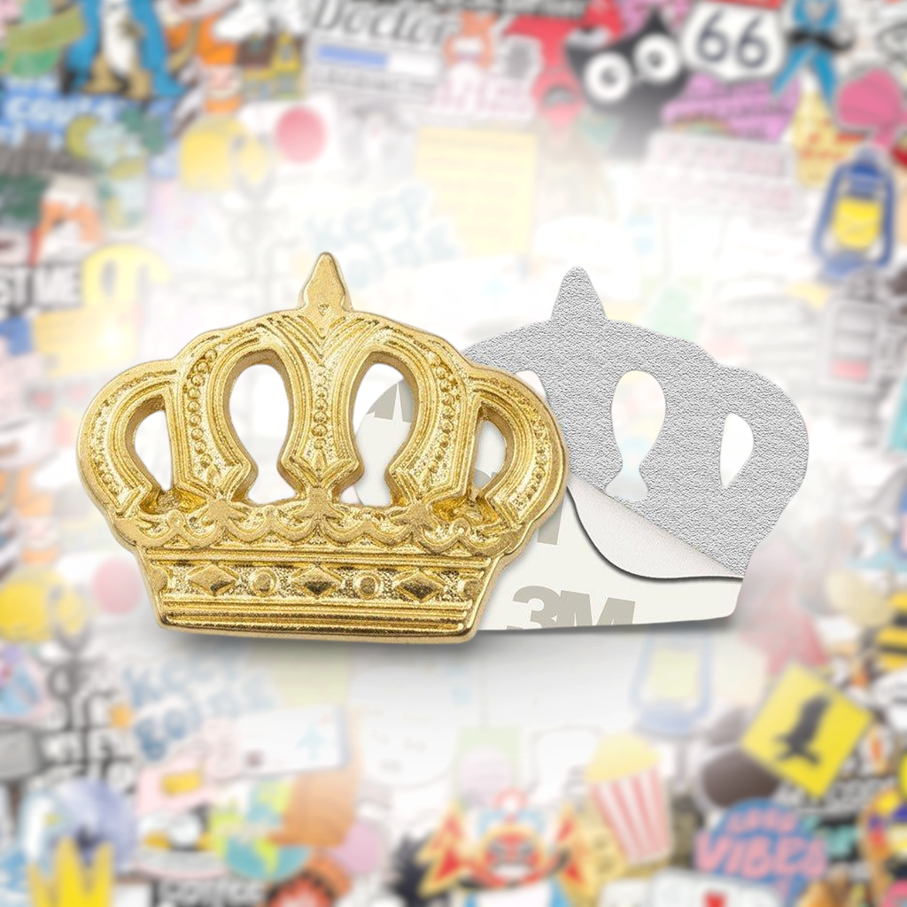 Gold Crown Metal Phone Sticker With 3M Sticky Backing - StickyPins