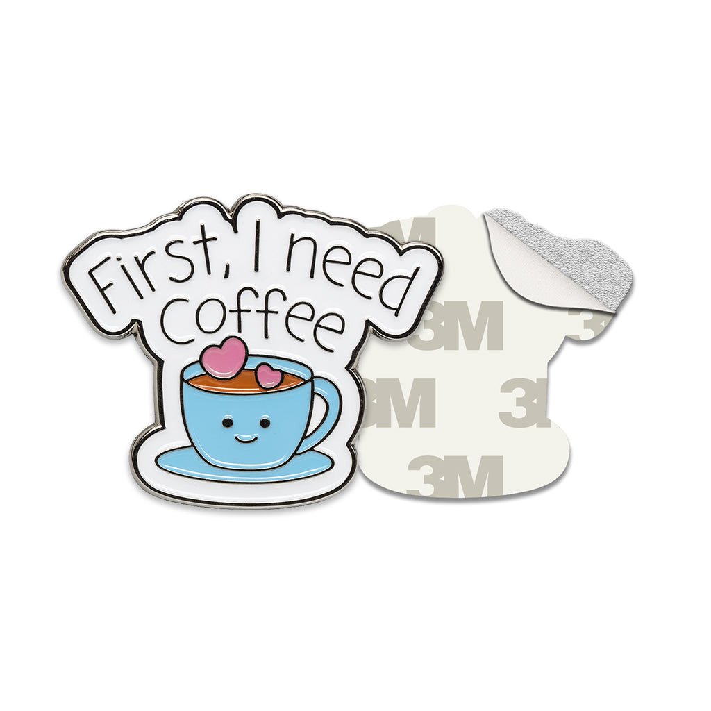First I Need Coffee Cute Mug Metal Phone Sticker With 3M Sticky Backing - StickyPins