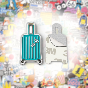 Blue Suitcase Metal Phone Sticker With 3M Sticky Backing