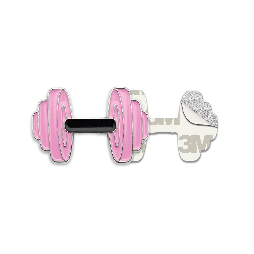 Pink Dumbbell Metal Phone Sticker With 3M Sticky Backing - StickyPins