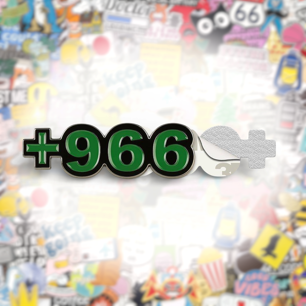 Saudi +966 Dial Code Green Metal Phone Sticker With 3M Sticky Backing - StickyPins