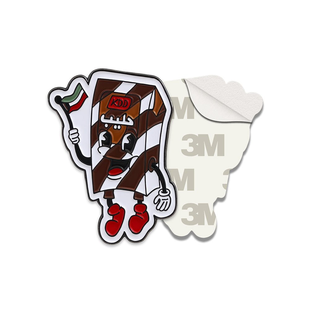 KDD Chocolate Milk Kuwait Flag Metal Phone Sticker With 3M Sticky Backing - StickyPins