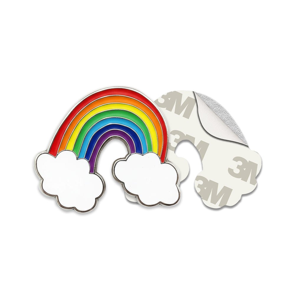 Rainbow With Clouds Metal Phone Sticker With 3M Sticky Backing - StickyPins
