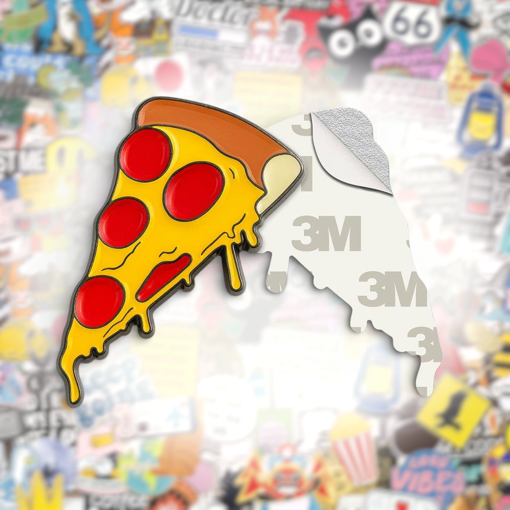 Pepperoni Pizza Slice Metal Phone Sticker With 3M Sticky Backing - StickyPins