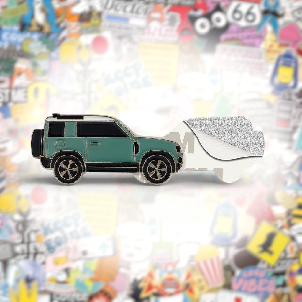 Land Rover Defender Side View Metal Phone Sticker With 3M Sticky Backing - StickyPins