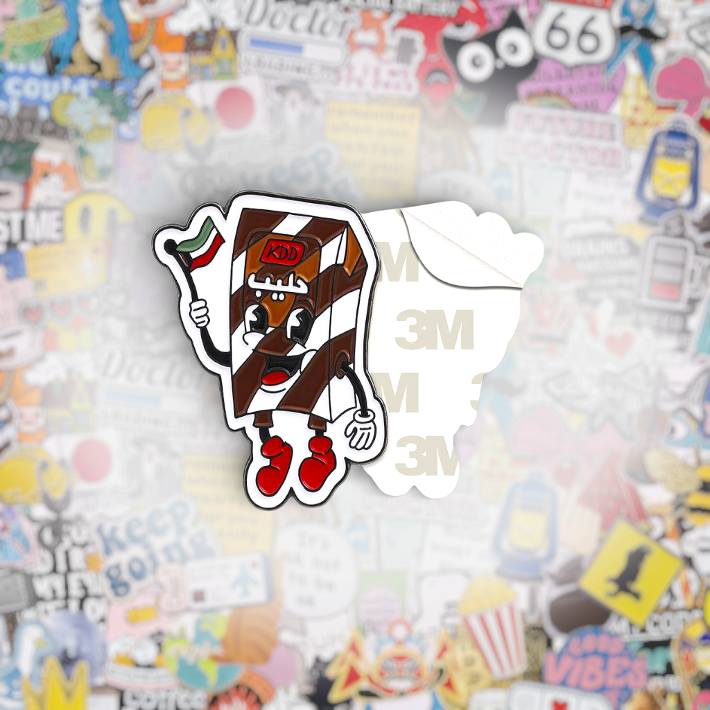 KDD Chocolate Milk Kuwait Flag Metal Phone Sticker With 3M Sticky Backing - StickyPins