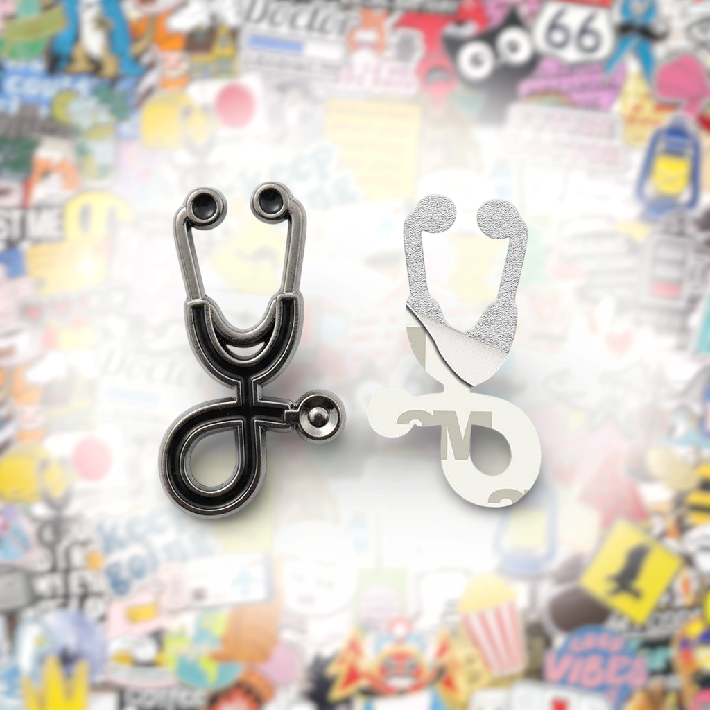 Stethoscope Metal Phone Sticker With 3M Sticky Backing - StickyPins