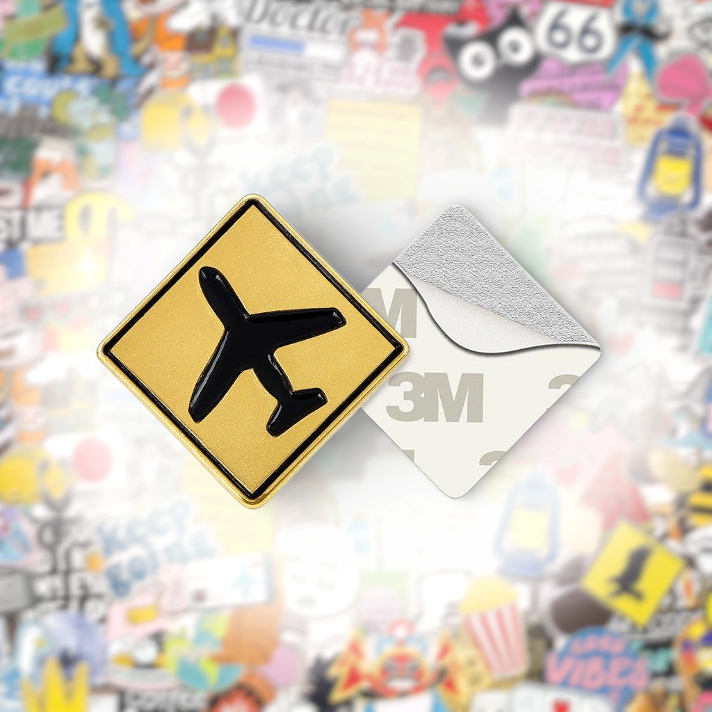 Plane Sign Metal Phone Sticker With 3M Sticky Backing - StickyPins