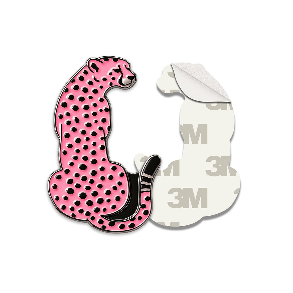 Pink Leopard Metal Phone Sticker With 3M Sticky Backing - StickyPins