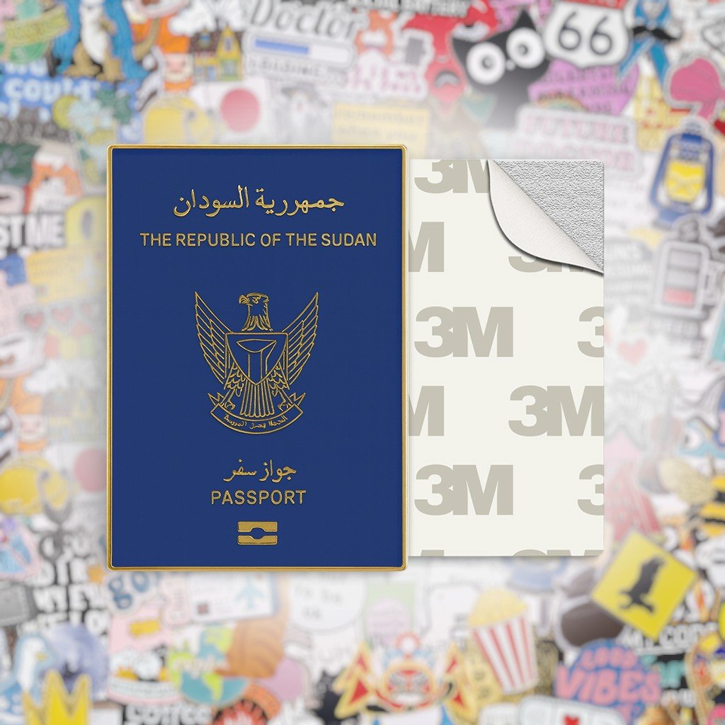 Sudan Passport Metal Phone Sticker With 3M Sticky Backing - StickyPins