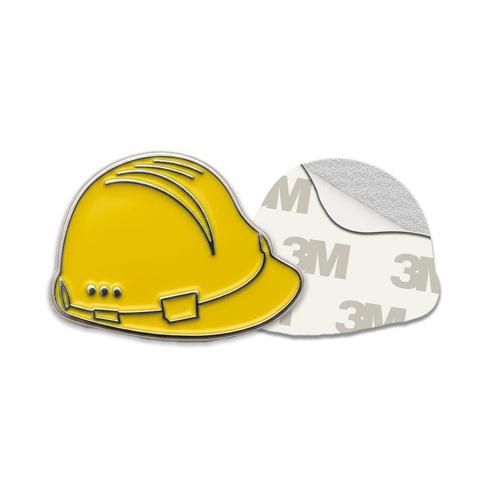 Yellow Hard Hat Metal Phone Sticker With 3M Sticky Backing - StickyPins