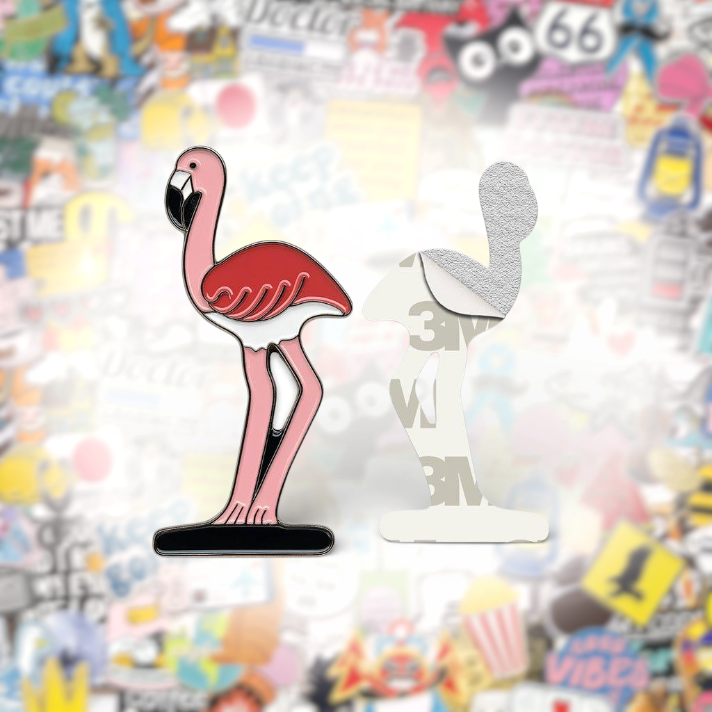 Pink Flamingo Metal Phone Sticker With 3M Sticky Backing - StickyPins