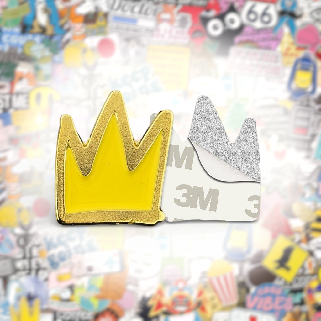 Gold Cartoon Crown Metal Phone Sticker With 3M Sticky Backing - StickyPins
