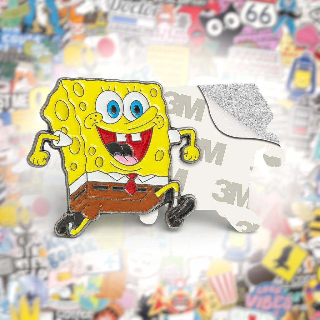 Spongebob Running Metal Phone Sticker With 3M Sticky Backing - StickyPins