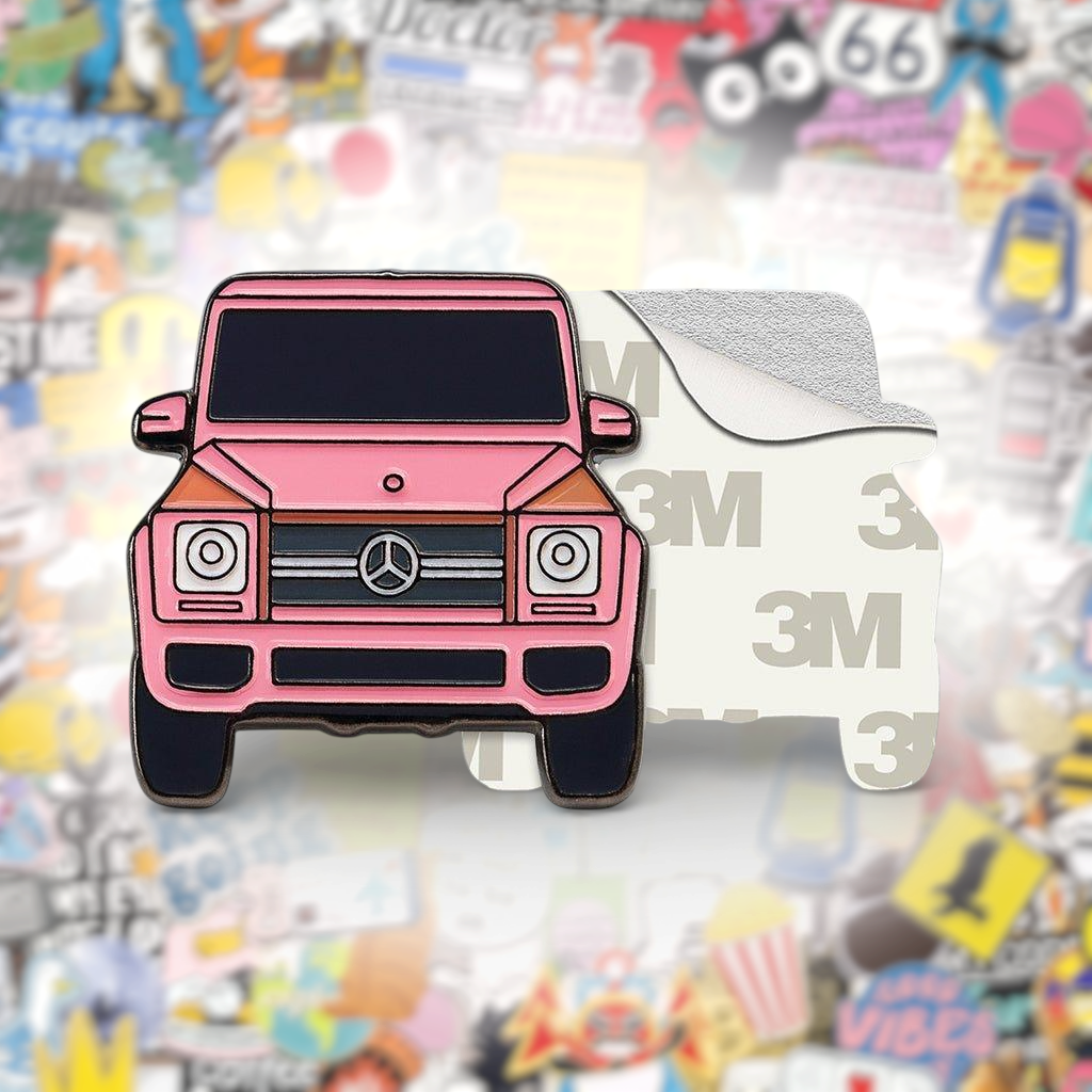 Pink G Wagon Metal Phone Sticker With 3M Sticky Backing - StickyPins