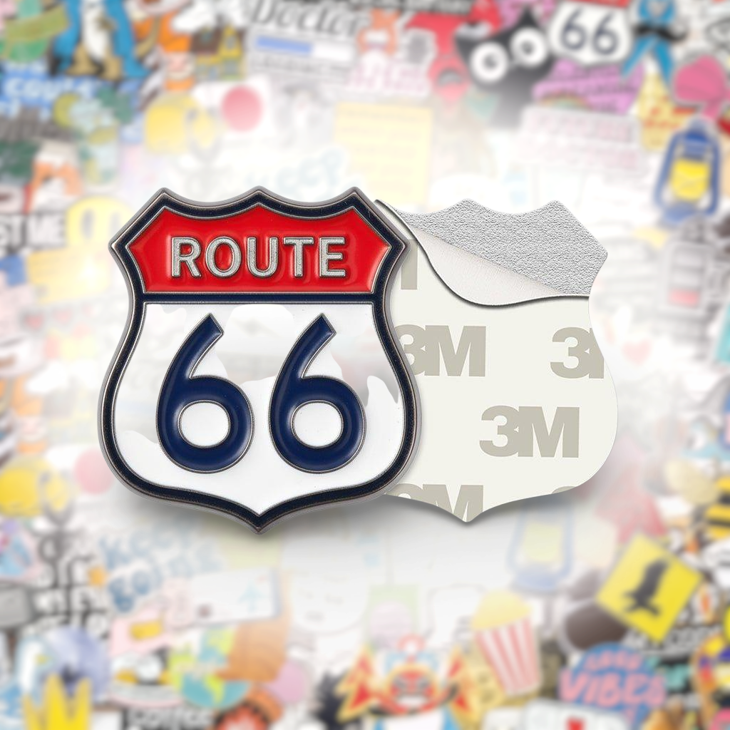 Route 66 Metal Phone Sticker With 3M Sticky Backing - StickyPins