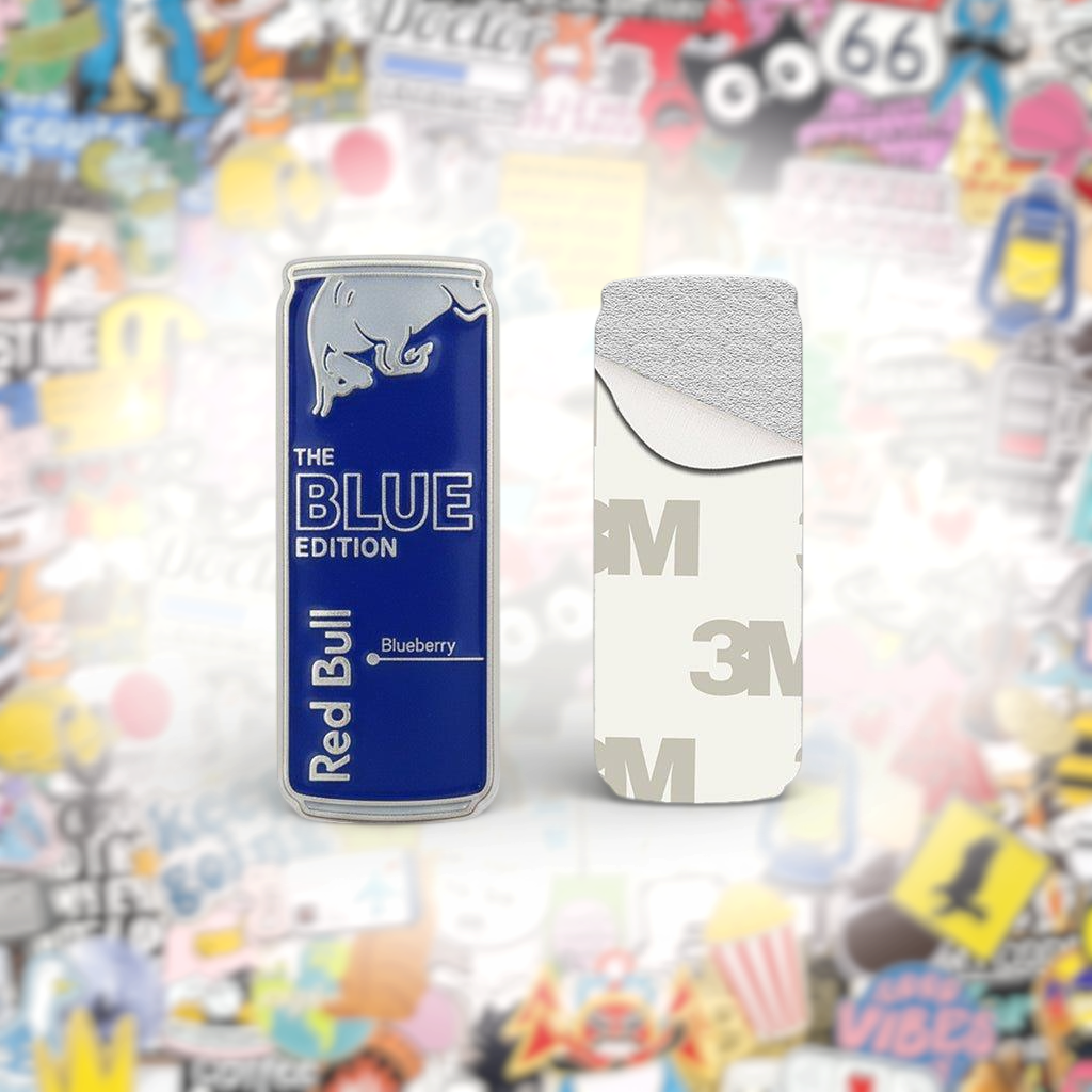 Red Bull Blue Metal Phone Sticker With 3M Sticky Backing - StickyPins